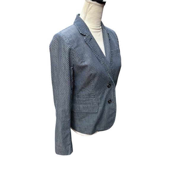 J.Crew Navy Cream Polka Dot Schoolboy Double Button Closure Blazer - 6 - Picture 4 of 11